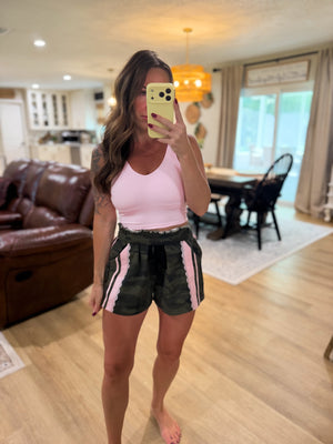 Ainsley Camo Lace Detail Lounge Shorts