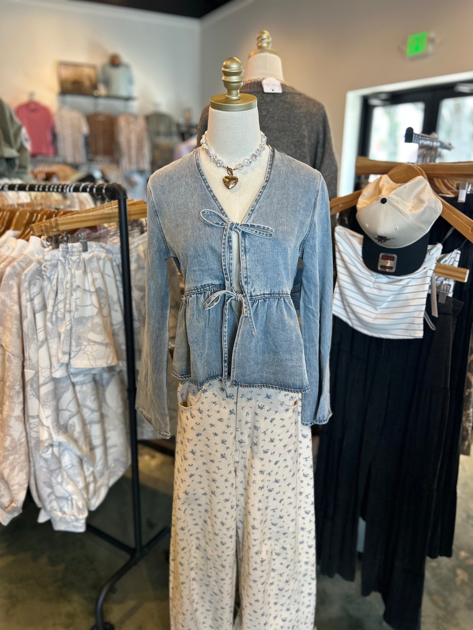 Lauren Denim Tie Front Blouse