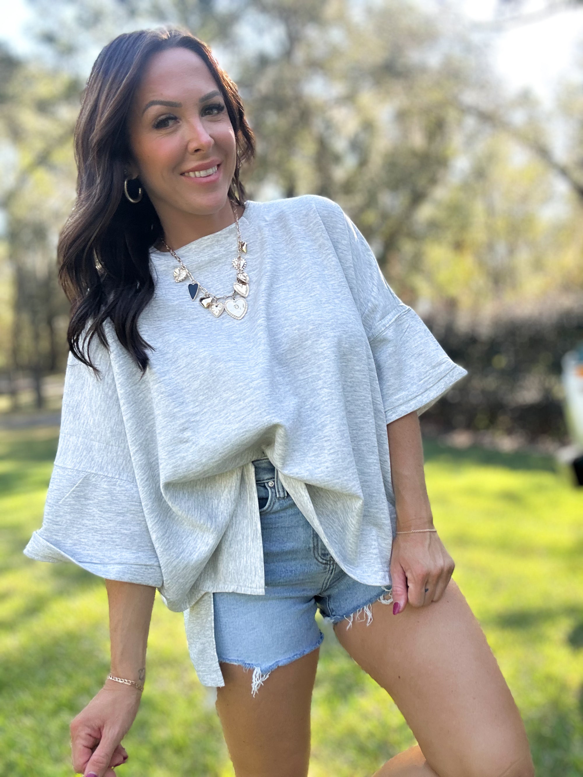 DOORBUSTER - Karli Side Slit Top - Gray