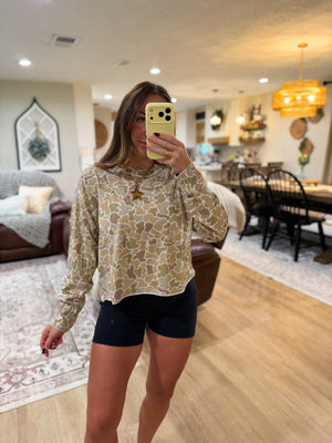 Local Girl Boxy Crop Long Sleeve Tee - Forest Camo Desert