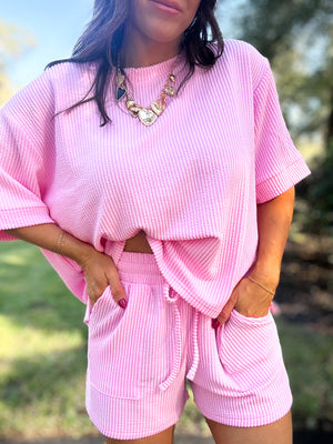 DOORBUSTER - Ali Ribbed Tee - Pink