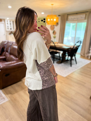 Kyleigh Leopard Lace Star Top - Ivory