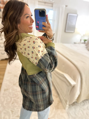 Linsey Vintage Patchwork Plaid Shirt Jacket