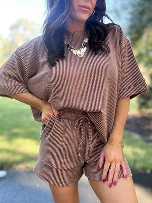 DOORBUSTER - Ali Ribbed Tee - Brown