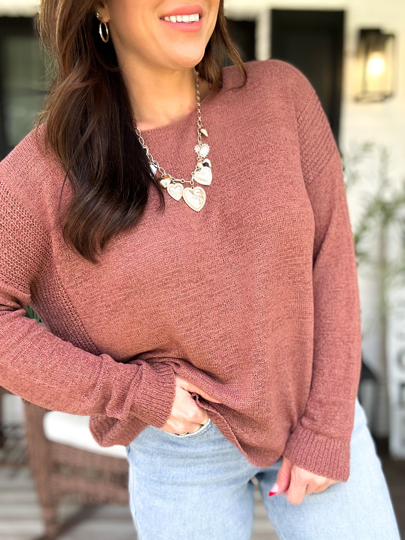 Rochelle Drop Shoulder Top-Clay