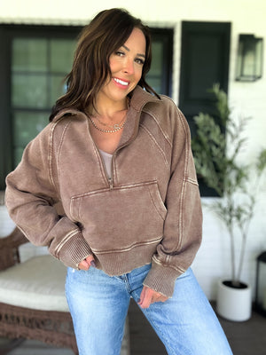 Remi Acid Washed Half Zip Fleece - TEN COLORS