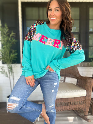 Merry Confetti Sequin Sweater Top