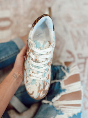 Westyn Sneakers - Turquoise Cow Print