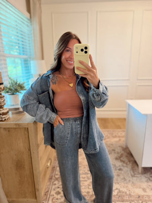 Franklin Washed Chambray Wide Leg Pants