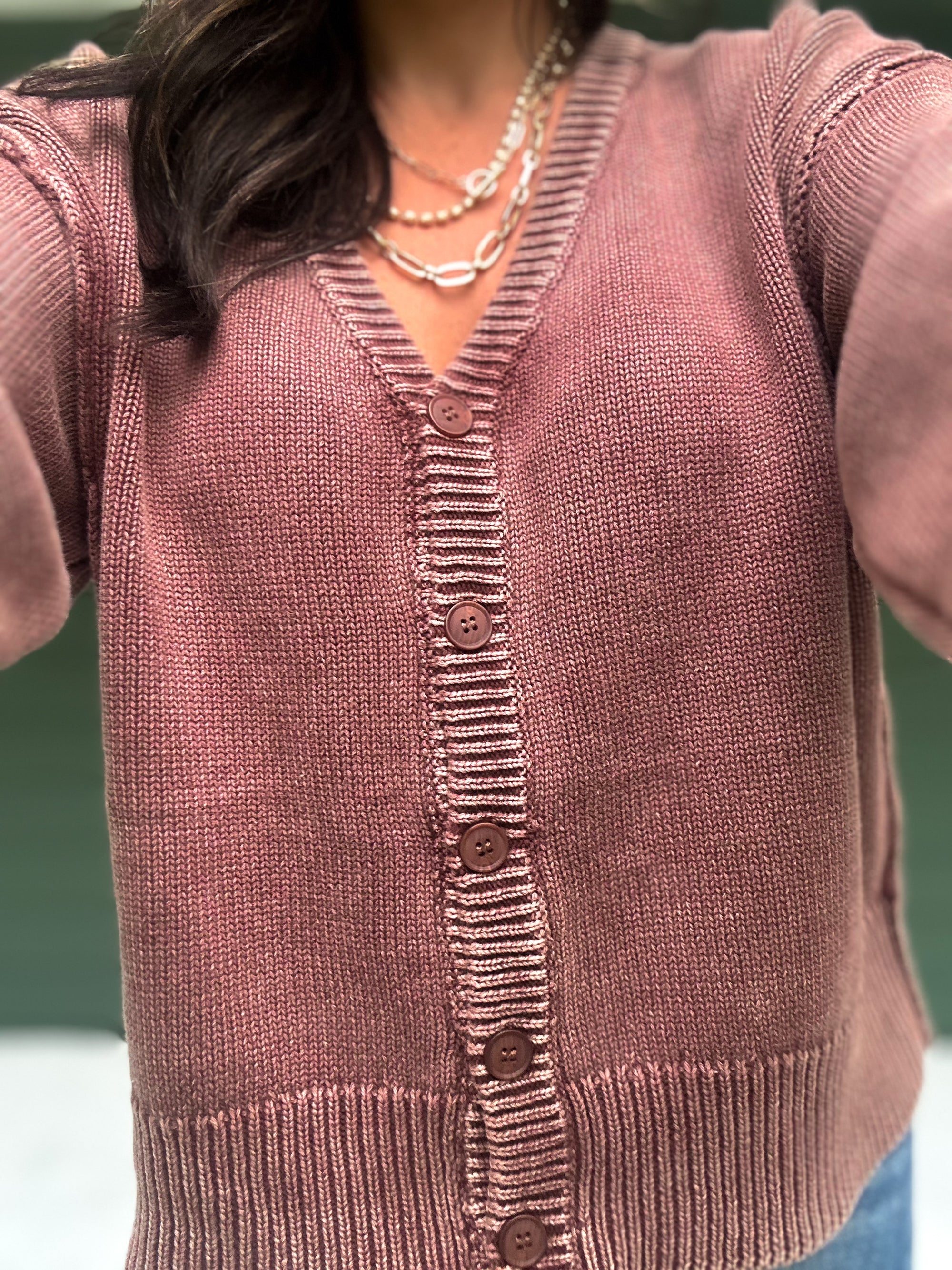 Josie Button Front Cardigan - Coffee Bean