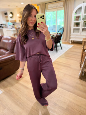 Callum Scuba Oversized Top - Plum