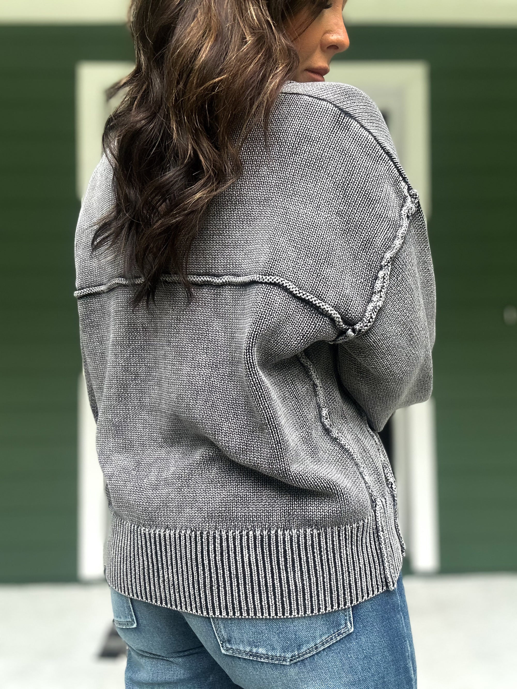 Josie Button Front Cardigan - Black