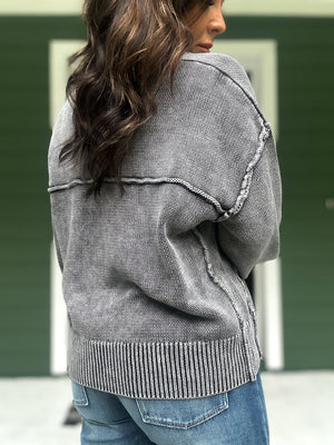 Josie Button Front Cardigan - Black