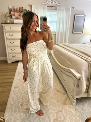 Cora Floral Print Strapless Jumpsuit