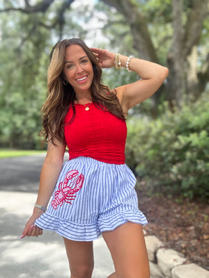 Dana Floral Edge Top - Red