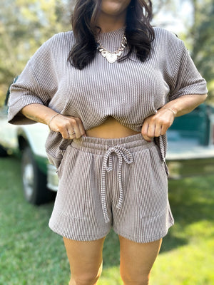 DOORBUSTER - Ali Ribbed Shorts - Mocha