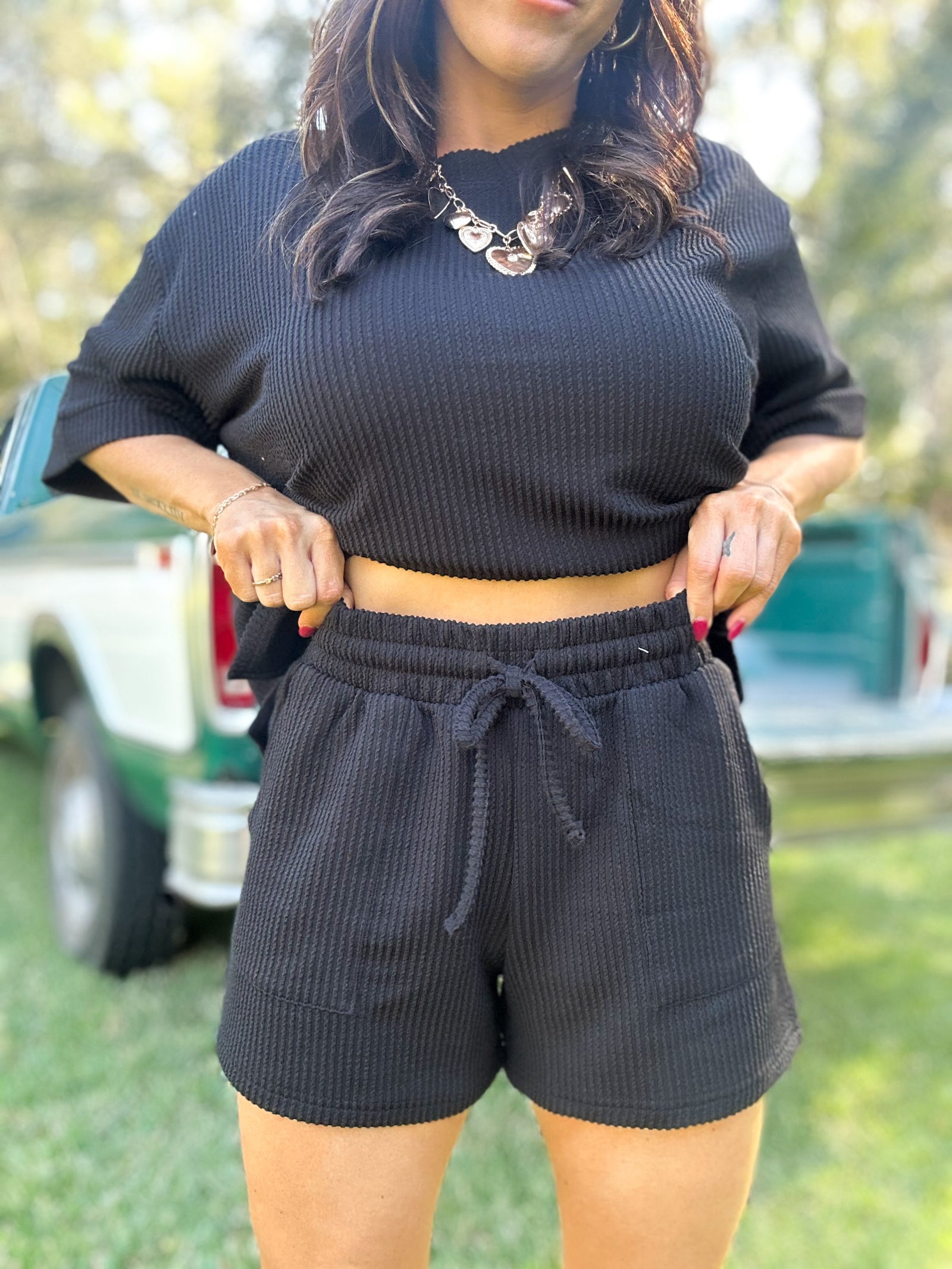 DOORBUSTER - Ali Ribbed Shorts - Black