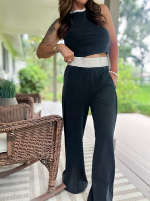 Summer Dreams Wide Legged Lounge Pants - Ash Black