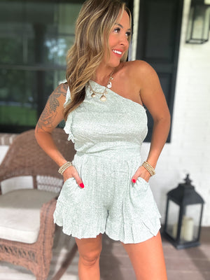 Making Plans One Shoulder Ruffle Romper