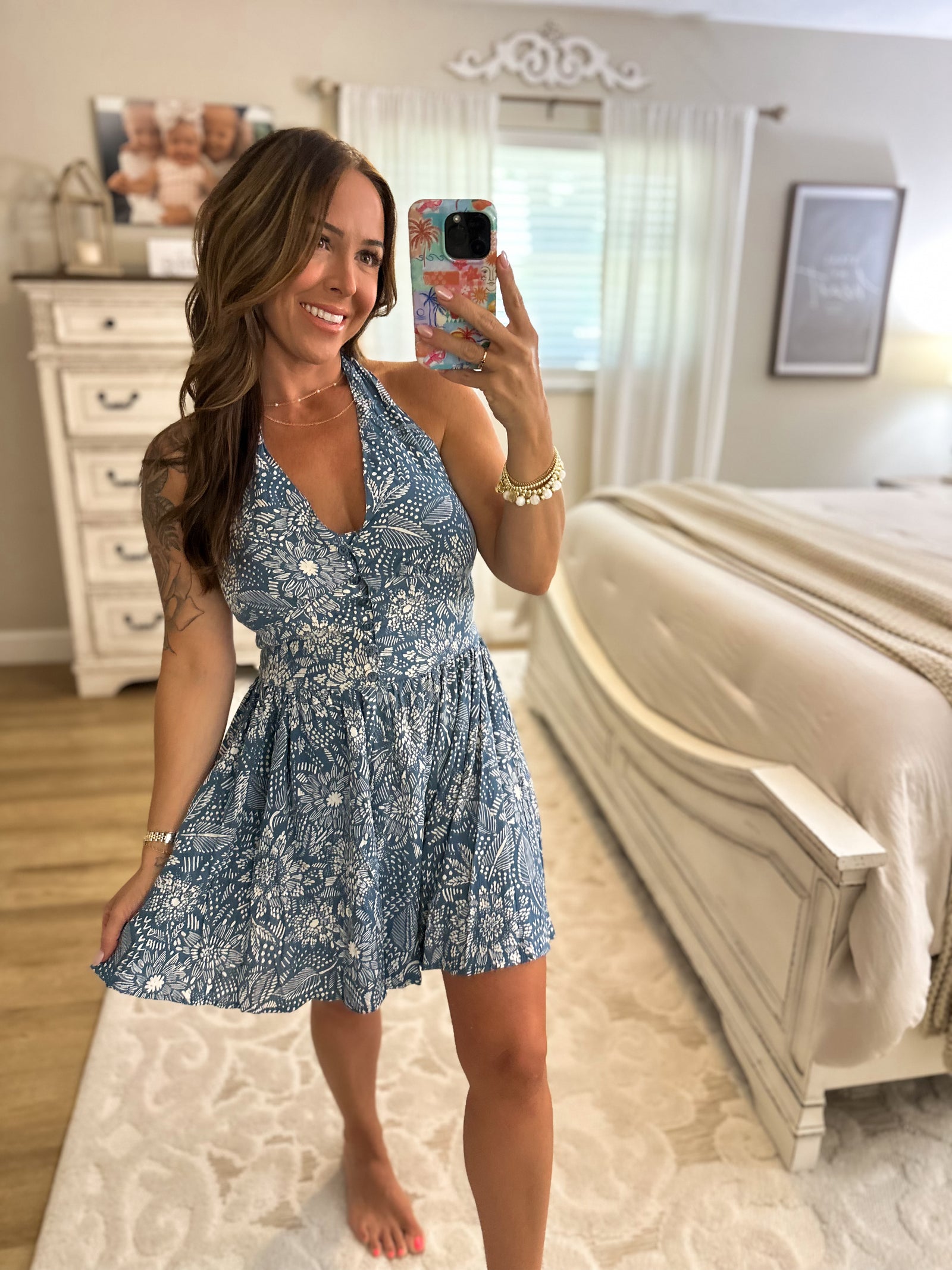 Sidney Floral Print Halter Romper