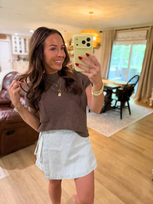 Kennedy Acid Washed Stripe Mini Skort