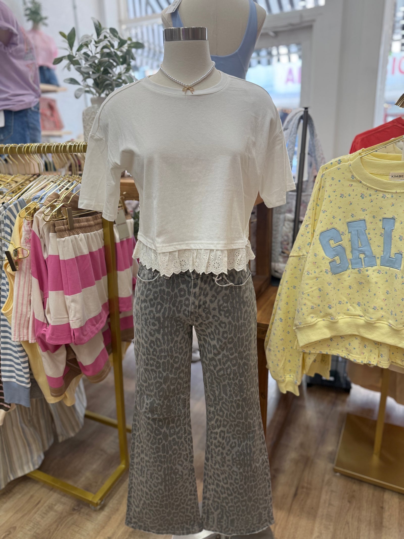 Cherly Leopard Mid Rise Flare Jeans