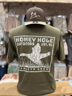 Honey Hole Bold Duck Military Green Tee