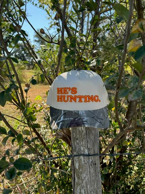 He's Hunting Canvas Trucker Hat