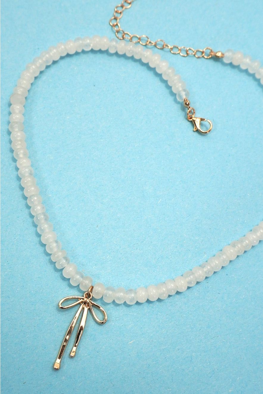Precious To Me Natural Stone Bow Necklace