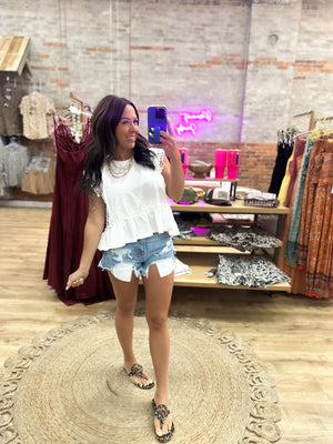 Mable Lace Trim Top - White