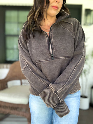 Remi Acid Washed Half Zip Fleece - TEN COLORS