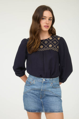 Jessie Floral Embroidered Detail Top