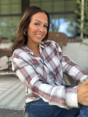 Can't Live Without You Flannel Top- Red and Ash Black