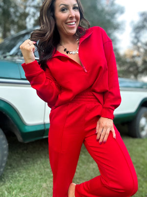 DOORBUSTER - Britt Half Zip Pullover - Ruby