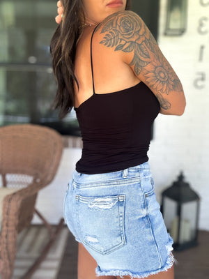 On My Terms Elastic Strap Tank - Black