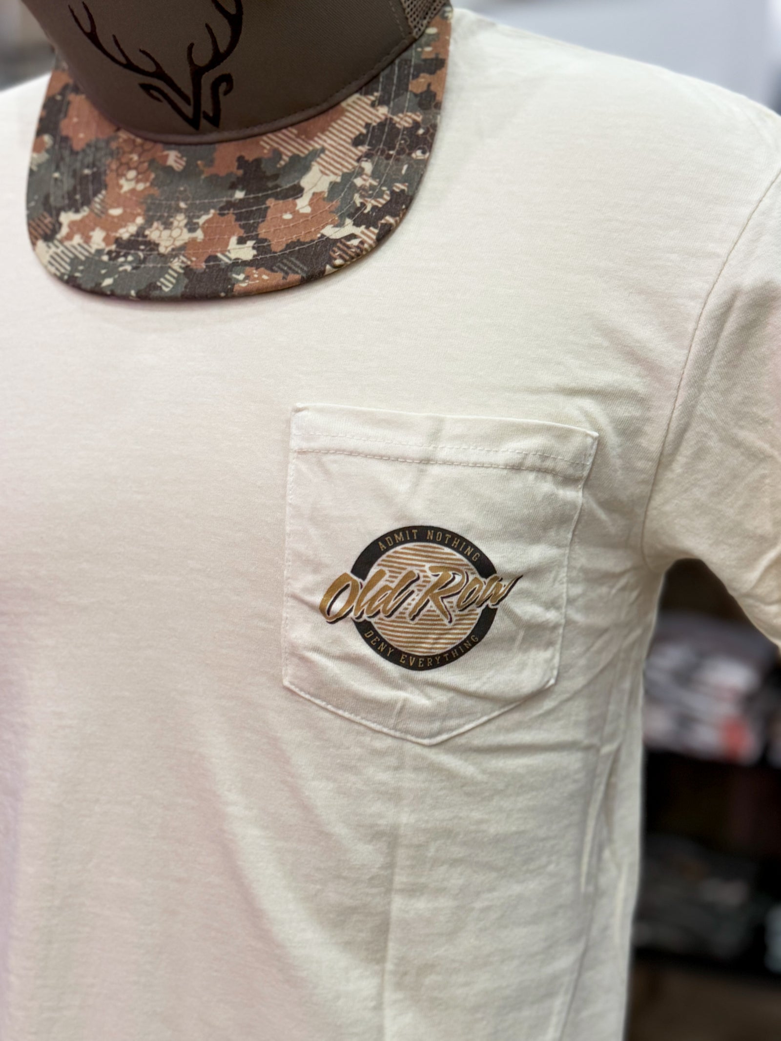 Old Row - Deer Camo Circle Logo Pocket Tee