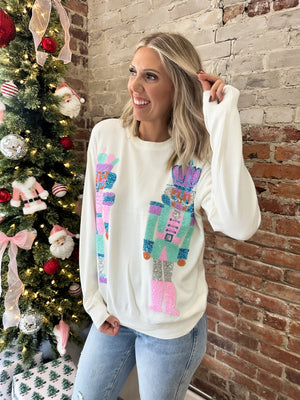 Feeling Festive Sequin Nutcracker Sweater