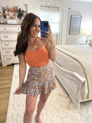 On My Terms Elastic Strap Tank - Orangesicle
