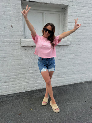 Vacay Vibes Cropped Tee - Blush