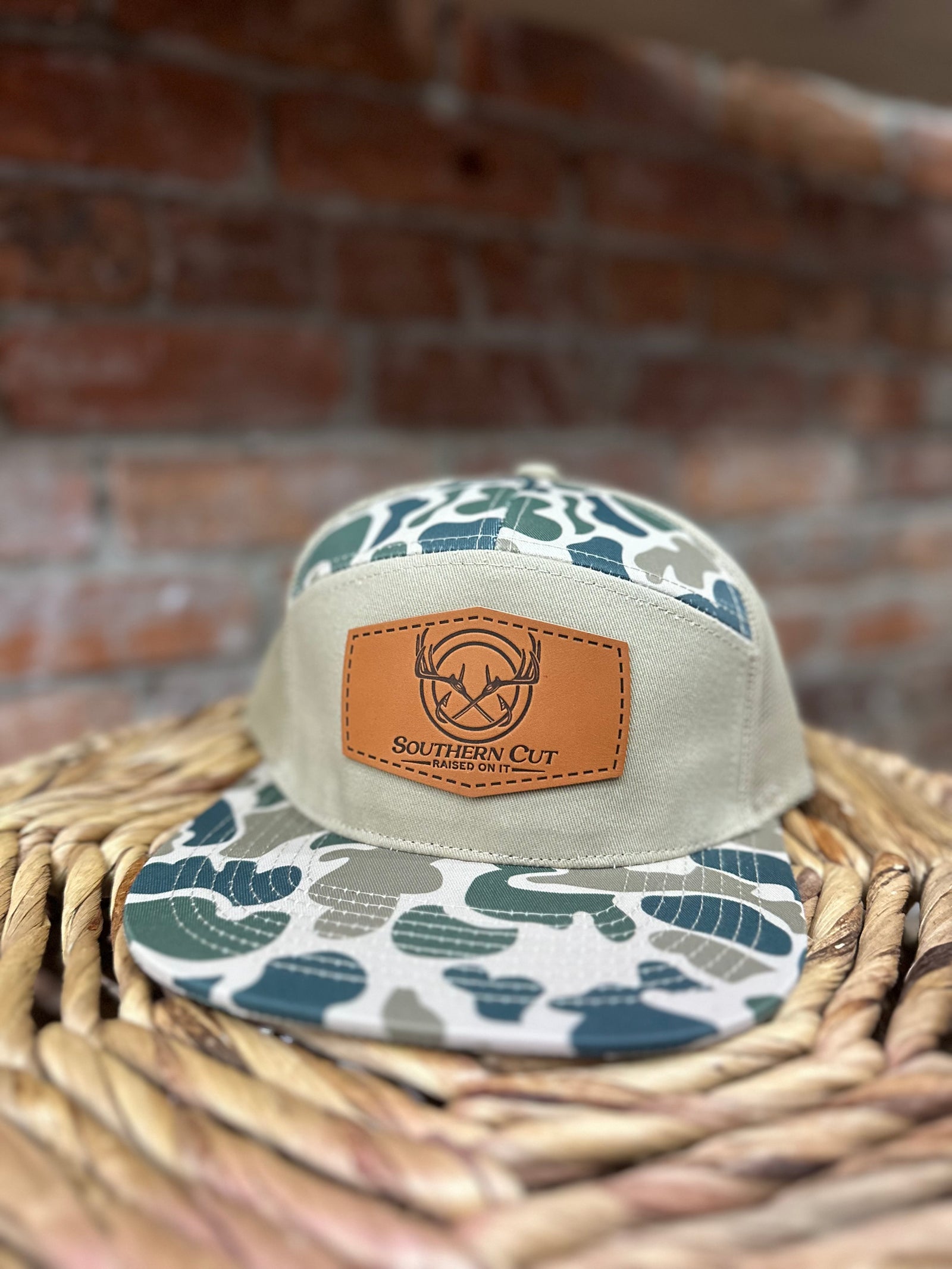 Southern Cut Leather Patch 7 Panel Hat