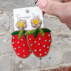 Strawberry Beaded Earrings