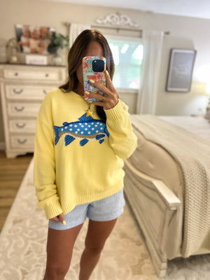 Take Me Fishing Sweater Top - Lemon