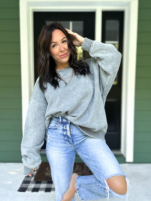 Lennon Acid Wash Oversized Fleece Pullover