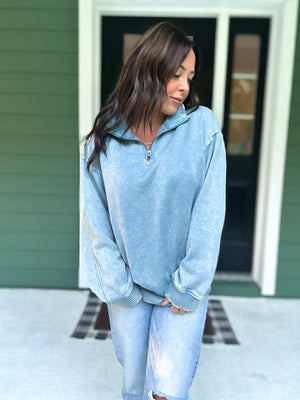 Hollis Acid Wash Fleece Half Zip Pullover