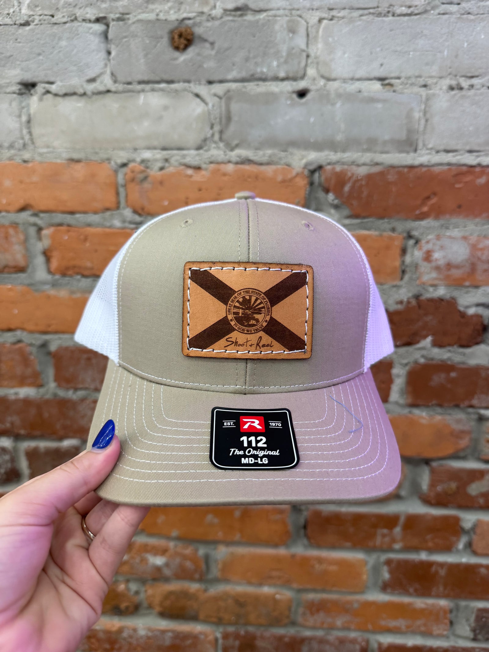 Shoot & Reel Khaki/White FL Flag Patch Hat