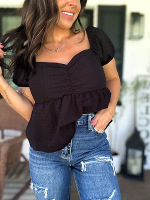 Gone Again Babydoll Lace Up Back Top