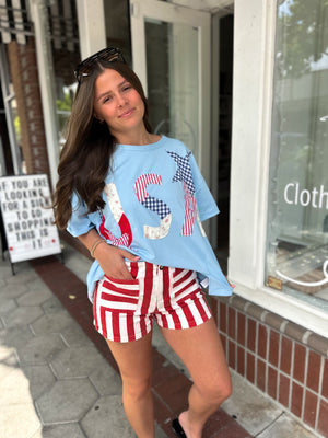 Americana Charm Patchwork Top