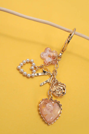 Pressed Flower Bow Pearl Heart Charms