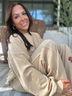 Delaney Mineral Washed Wide Leg Pant - Camel