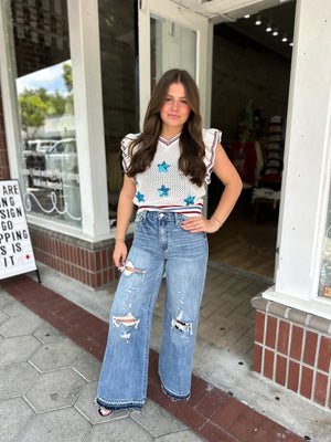 Seeing Stars Sequin Patch Knit Top
